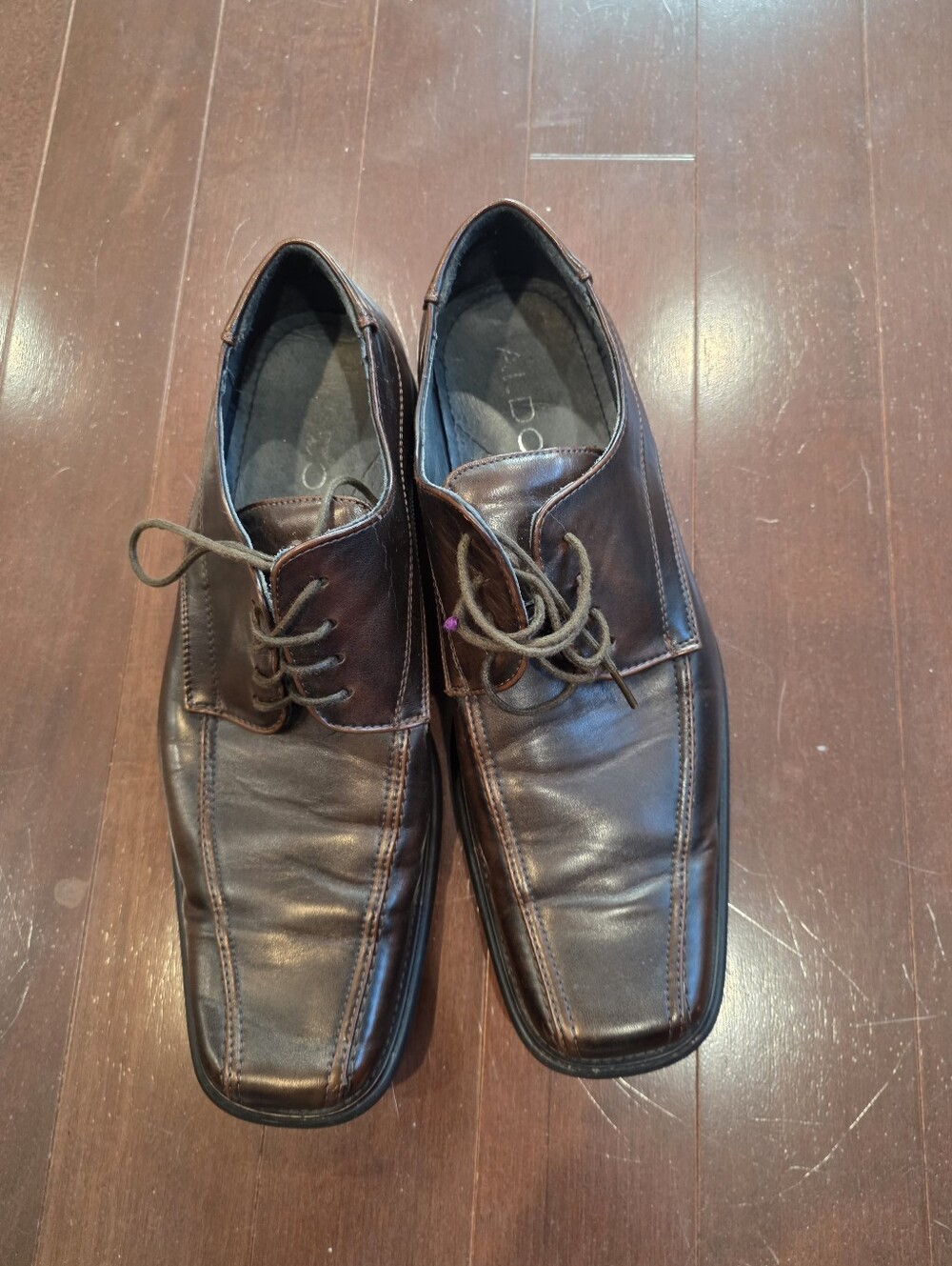 Aldo Men’s Dark Brown Leather Lace-Up Oxfords